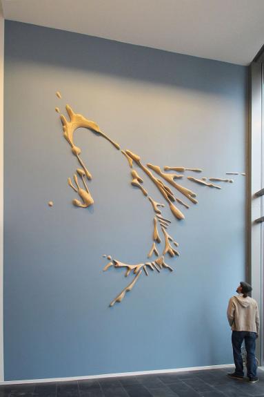 "upside down & inside out" 2013 Wolfgang Flad, relief, wallpiece, art in building