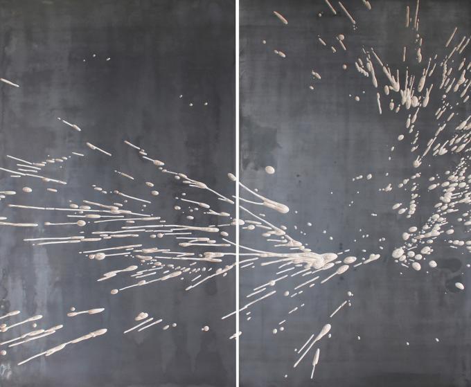 "Untitled" 2014 (two part relief) Wolfgang Flad, Relief, 2-teilig, 2-part, Holz, Eisen, wood, iron, Frankfurt