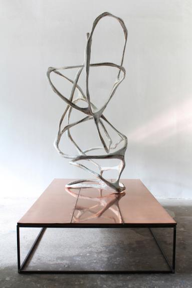 "display Nahas" 2018 Wolfgang Flad, Skulptur, sculpture, wood, papier-mâché, copper, steel tubes